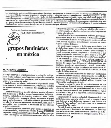 Imagen del Archivo Lésbico 12.04-ARCHIVO-DE-LESBIANAS-FEMINISTAS-MEXICO-1977-ARTICULO-REVISTA-FEM-GRUPOS-FEMINISTAS-EN-MEXICO,-PRESENTACION-ELABORADA-POR-CADA-UNO-DE-LOS-GRUPOS-DE-LA-CMF,-INCLUYENDO-A-LESBOS