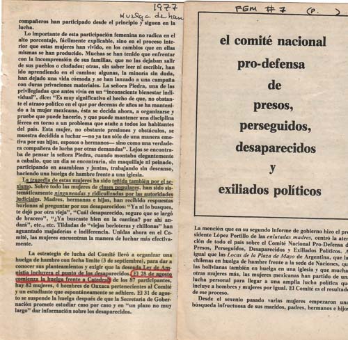 Imagen del Archivo Lésbico 8.06-ARCHIVO-DE-LESBIANAS-FEMINISTAS-MEXICO-1977-PRIMERA-PARTICIPACION-EN-MEXICO-DE-LESBIANAS-CON-LA-IZQUIERDA,-HUELGA-DE-HAMBRE-DEL-COMITE-DE-PRESOS-POLITICOS